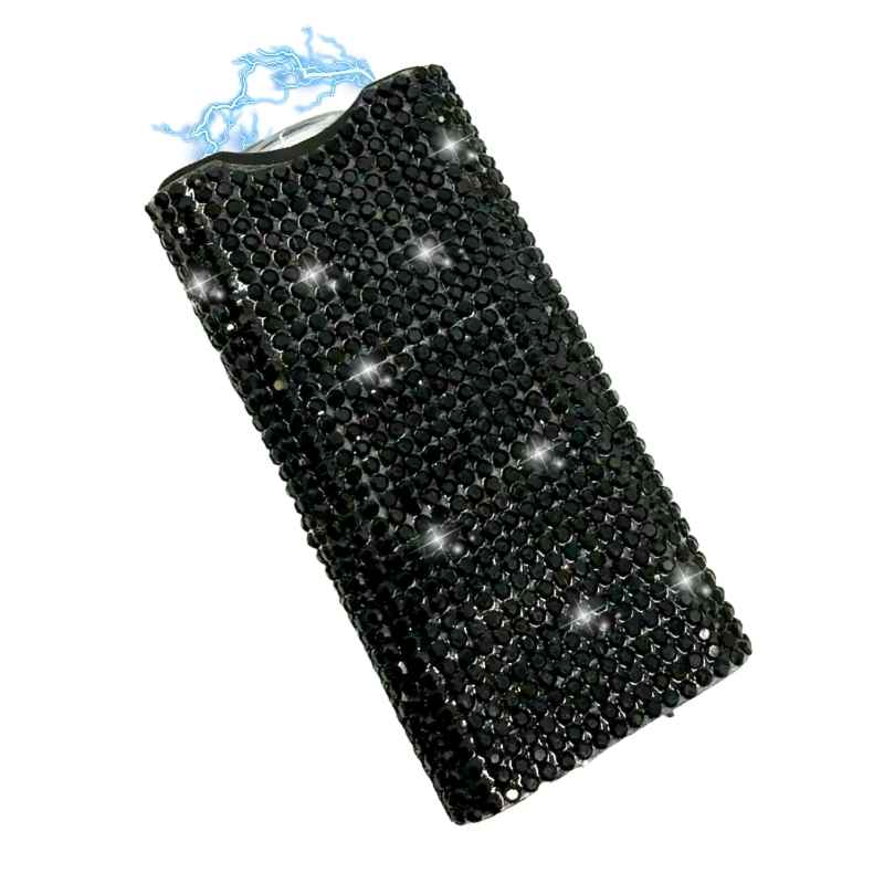 black bling rhinestone stun gun keychain rhinestun taser