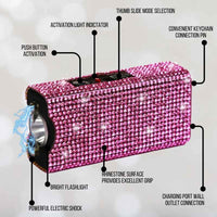 Thumbnail for features rhinestone stun gun taser keychain