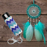 Thumbnail for guard_dog_blue_beaded_mosaic_peppe_spray_keychain