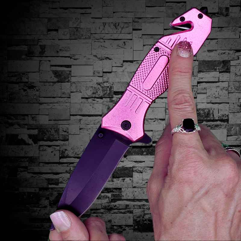 pink-survival-knife-auto-safety-tool