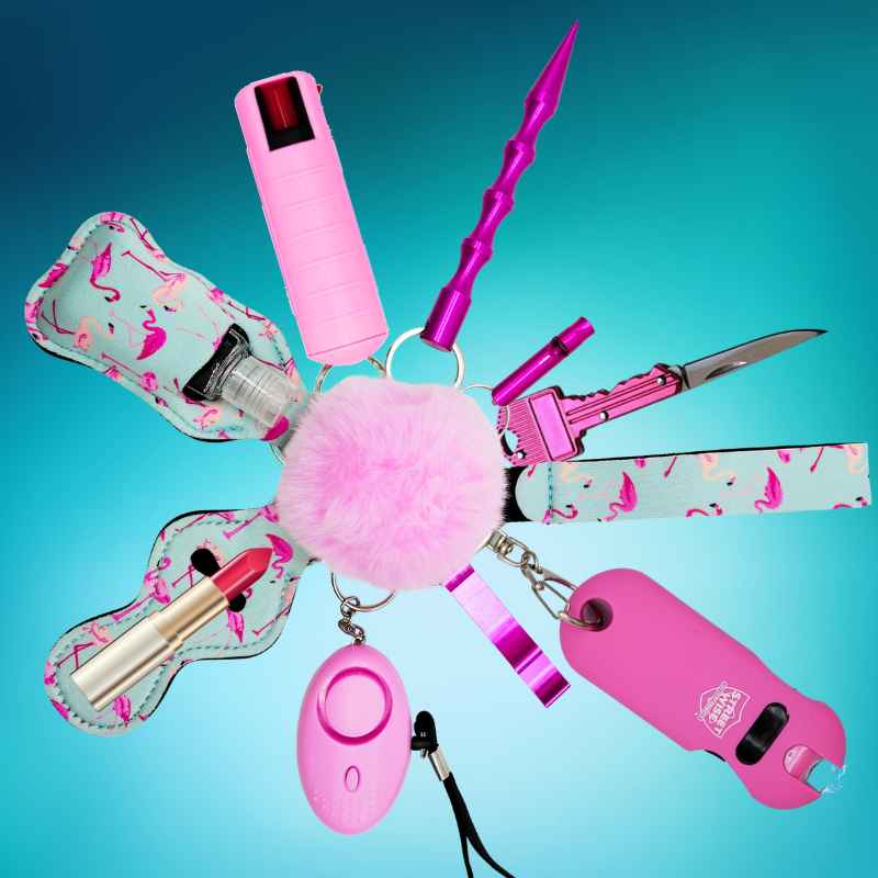 pink_flamingo_deluxe_self_defense_keychain_set_fight_fobs